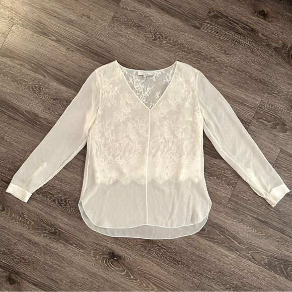 Robert Rodriguez Lace Illusion Silk Blouse - Picture 1 of 11